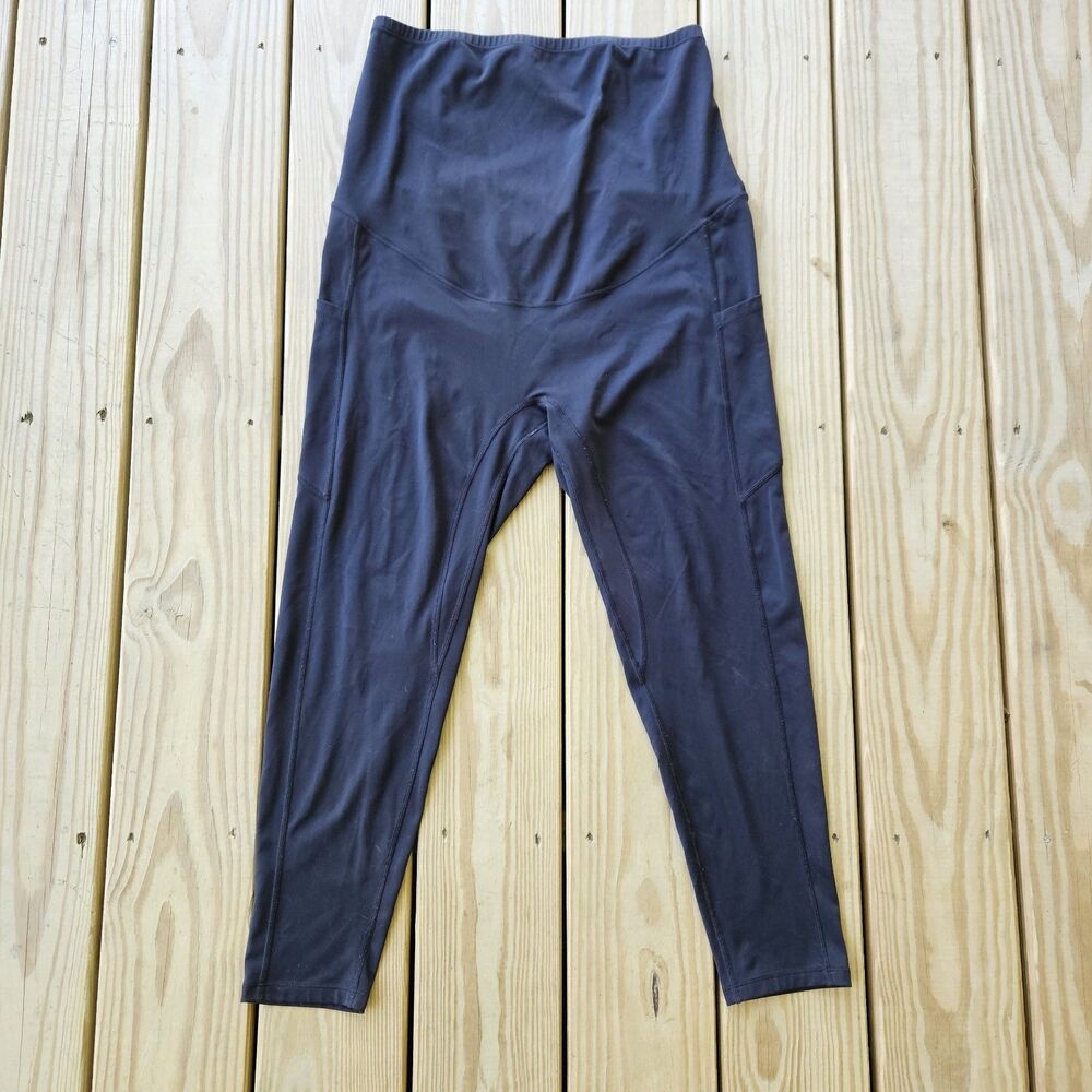 Women’s Maternity Capri Leggings Black Pockets XXL